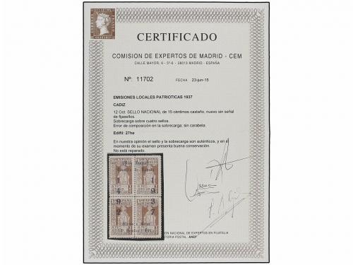 * ESPAÑA E. LOCALES PATRIOTICAS: CADIZ. Ed. 27he. 15 + 15 + 