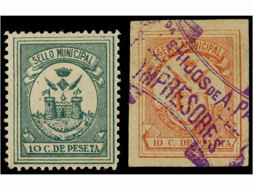 * ESPAÑA: FISCALES. ALCOY. Sello Municipal (2 sellos). 