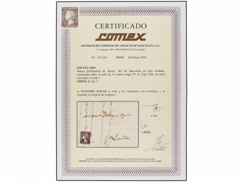 ✉ ESPAÑA. Ed. 1A. 1850 (3 Febrero). BARCELONA a LÉRIDA. 6 cu