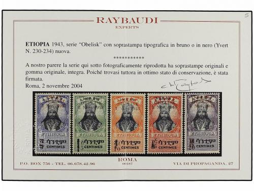 ** ETIOPIA. 1943. OBELISK. Serie completa. MAGNIFICA. Cert.
