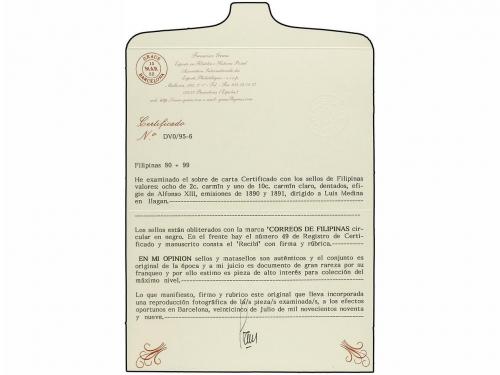 ✉ FILIPINAS. Ed. . Yv. 80(8),99. (1891 CA.). Carta certifica