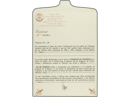 ✉ FILIPINAS. Yv. 80(8),99. (1891 CA.). Carta certificada dir