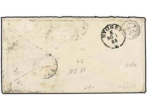 ✉ NUEVA GALES DEL SUR. 1888. SYDNEY a BRISTON y reexpedida a