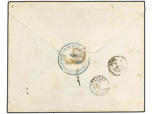 ✉ ESPAÑA: PREFILATELIA. 1850. BARCELONA a FRANCIA. Sobre con