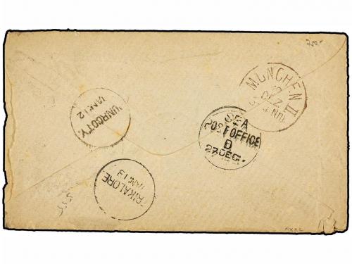 ¿ DINAMARCA. (1885 CA.). Cover to Madras, INDIA endorsed ´Vi