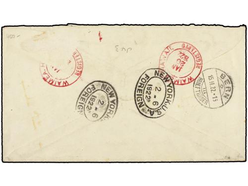 ✉ ESTADOS UNIDOS. 1922(Jan 20). HAWAI. Registered envelope o