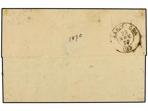 ✉ FRANCIA. Yv. 55,60. 1874. MARSELLA a BARCELONA. 15 cts. bi