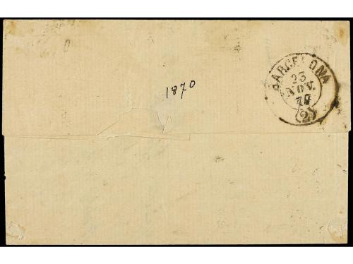 ✉ FRANCIA. Yv. 55,60. 1874. MARSELLA a BARCELONA. 15 cts. bi