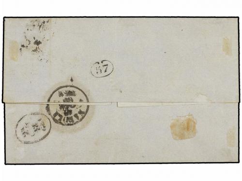 ✉ FRANCIA. 1865. MARSELLA a NAPOLES. 40 cts. naranja. Mat. f