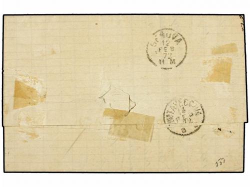 ✉ FRANCIA. Yv. 60(2). 1872. MARSELLA a CIVITA VECHIA. 25 cts