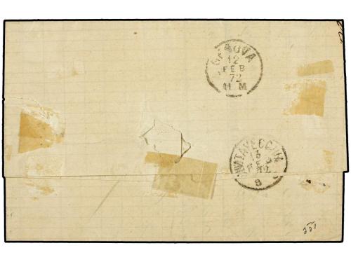 ✉ FRANCIA. Yv. 60(2). 1872. MARSELLA a CIVITA VECHIA. 25 cts