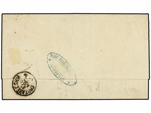 ✉ FRANCIA. 1872. MARSELLA a CIVITA-VECHIA.40 cts. naranja. M