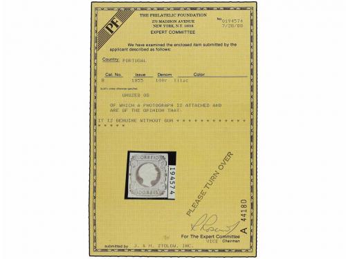 (*) PORTUGAL. Af. 9. 1855. 100 reis lila. Color muy fresco y