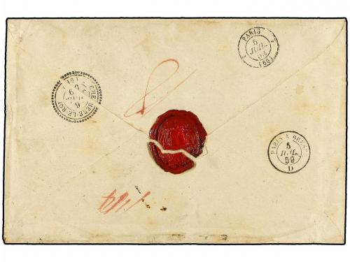 ✉ SUIZA. 1859. BERNA a FRANCIA. Carta inicialmente franquead