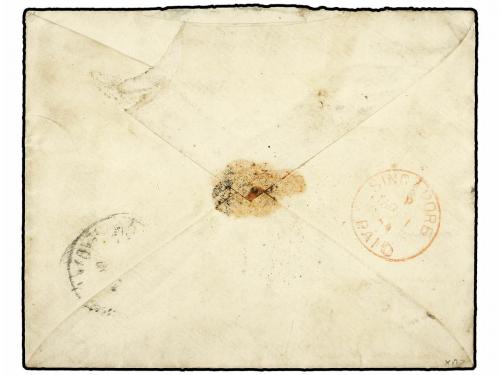 ✉ PORTUGAL. 1884. LISBOA a SINGAPUR. 5 reis, 25 reis y 50 re