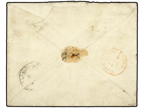 ✉ PORTUGAL. Af. 56/58. 1884. LISBOA a SINGAPUR. 5 reis, 25 r