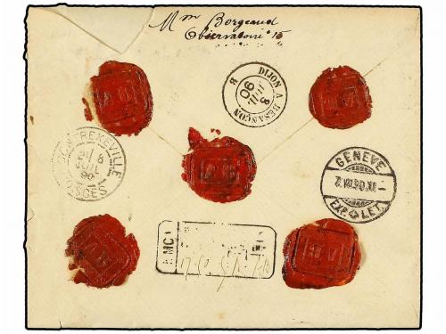 ✉ SUIZA. Yv. 83(2). 1890. GENEVE a FRANCIA. 5 cents. castaño