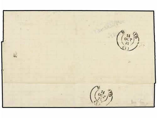 ¿ FRANCIA. Ed. 32, 37, 38. 1871. PARIS a MADRID. 40 cts. nar