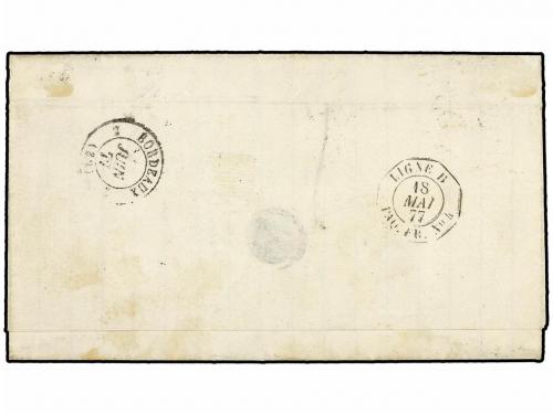 ✉ MEXICO. 1877. VERACRUZ a BURDEOS. 10 cts. negro para el pa