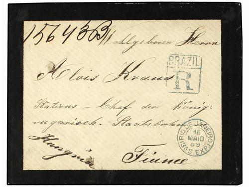 ✉ BRASIL. 1889. RIO DE JANEIRO a HUNGRIA. Carta certificada 