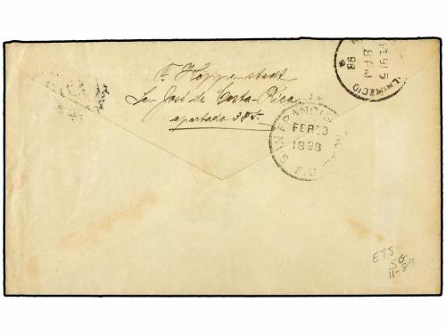 ✉ COSTA RICA. 1898. SAN JOSE a PAPETE (Tahiti). Entero Posta