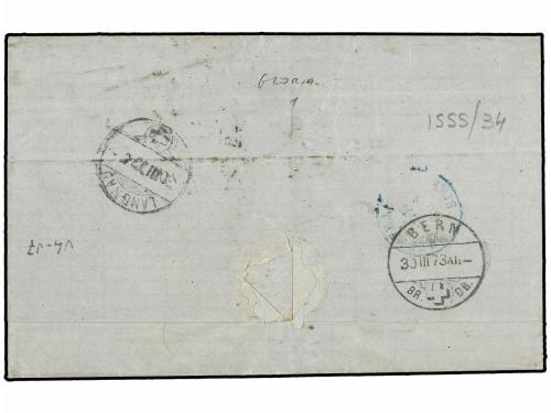 ✉ PORTUGAL. Af. 39(2), 43. 1873. PORTO a SUIZA. 20 reis. (2 