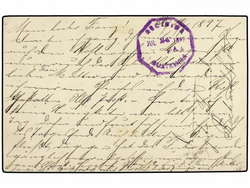 ✉ GUATEMALA. 1897. RETALHULEU a ALEMANIA. Entero Postal de 3