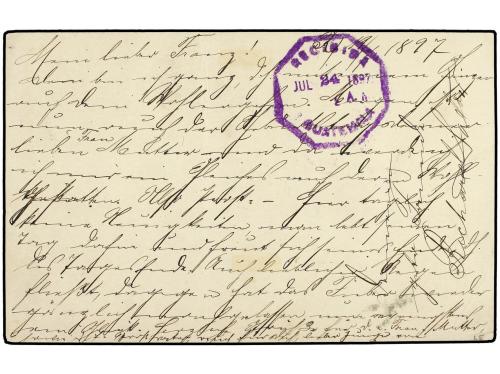 ✉ GUATEMALA. 1897. RETALHULEU a ALEMANIA. Entero Postal de 3