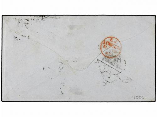 ¿ CHILE. 1867. SANTIAGO a FRANCIA. 5 ctvos. rojo circulada v