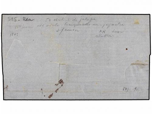 ¿ MEXICO. 1873. PAPANTLA a VERACRUZ. 50 cts. amarillo, mat.