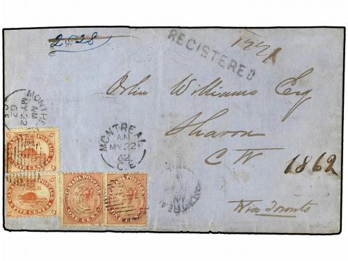 ✉ CANADA. 1862 (May 22). Registered cover to SHARON via Toro