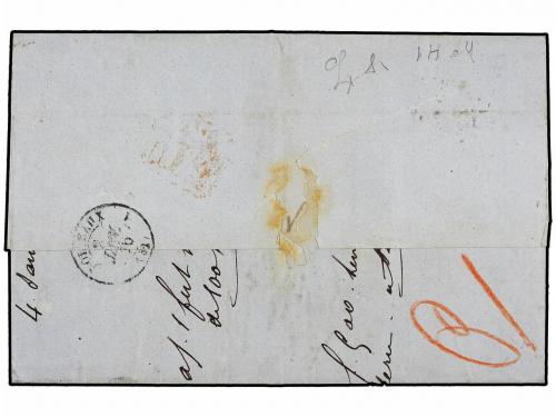 ✉ PORTUGAL. Yv. 39, 41(2). 1875. LISBOA a BURDEOS. 20 reis o