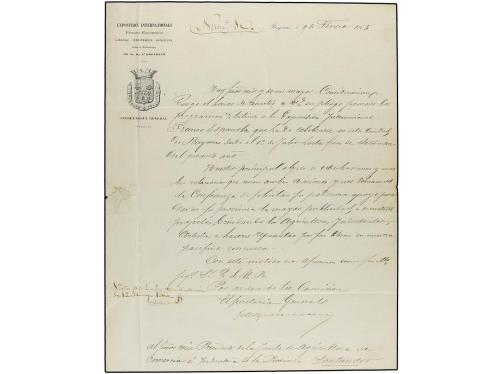 ✉ FRANCIA. Yv. 23. 1864. BAYONNE a ESPAÑA. 40 cts. naranja, 