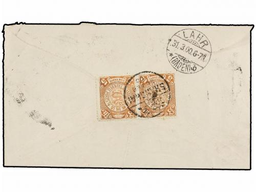 ✉ CHINA. 1900. Combination cover to Lahr, Baden franked on r