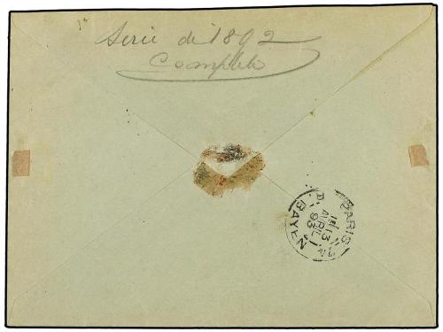 ✉ MARTINICA. 1893. Registered envelope to Paris franked 5c. 
