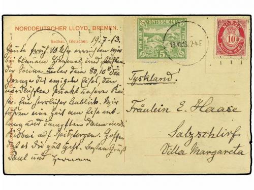 ✉ NORUEGA. 1913. Picture postcard to Germany franked 5 ore l