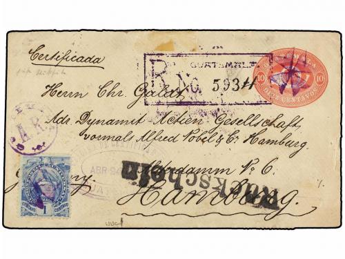 ✉ GUATEMALA. 1894. 10c. postal stationery envelope uprated 2
