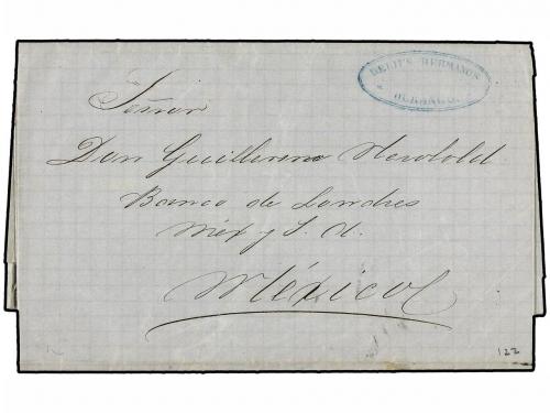 ✉ MEXICO. 1870. Entire to Mexico City franked, on reverse, (