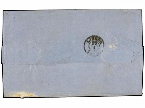 ✉ PORTUGAL. 1875. PORTO a LISBOA. 100 reis lila. Raro franqu