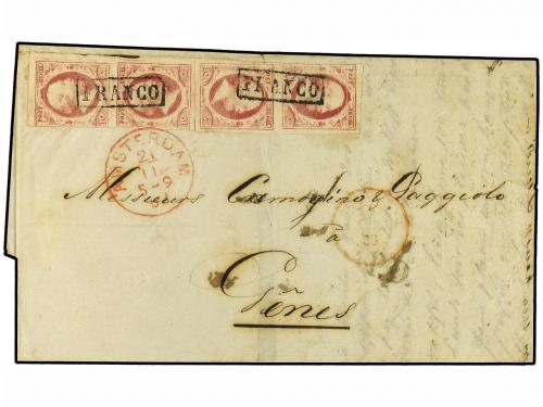 ✉ HOLANDA. Ed. 2(4). 1863. AMSTERDAM a GENOVA (Italia). 10 c