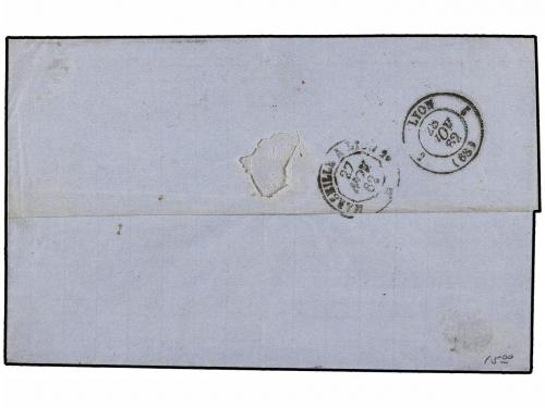 ✉ LEVANTE: CORREO FRANCES. 1862. CONSTANTINOPLA a LYON. 10 c