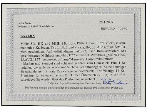 ✉ ALEMANIA ANTIGUOS ESTADOS: BAVIERA. Mi. 3Ia, 4II2, 5dIII. 