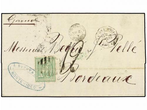 ✉ URUGUAY. 1874-79. CONJUNTO de seis cartas circuladas de MO