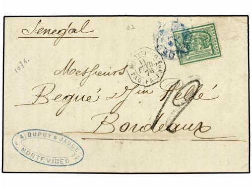 ✉ URUGUAY. 1874-79. CONJUNTO de seis cartas circuladas de MO