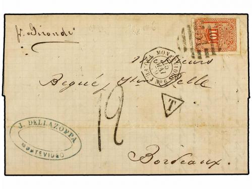 ✉ URUGUAY. 1874-79. CONJUNTO de seis cartas circuladas de MO