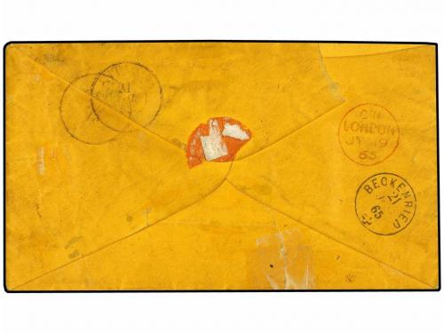 ✉ ESTADOS UNIDOS. 1865. NEW YORK a SUIZA. 1 cto. azul (defec