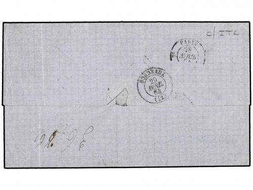 ✉ GUADALUPE. 1864. POINTE A PITRE a FRANCIA. Fechador POINTE