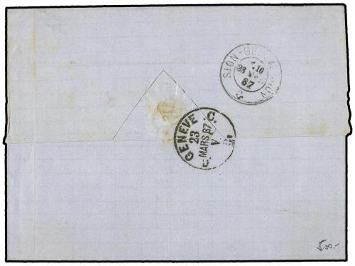 ¿ SUIZA. 1867 (March 23). Cover from Morges to Geneva franke