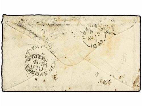 ✉ NUEVA GALES DEL SUR. 1868. Cover from ST. LEONARDS (Ju 17)