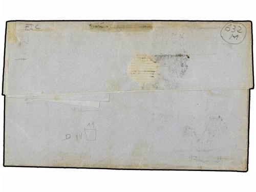 ✉ CUBA. 1860. HABANA a MANZANILLO. 1/2 real azul, tira de cu